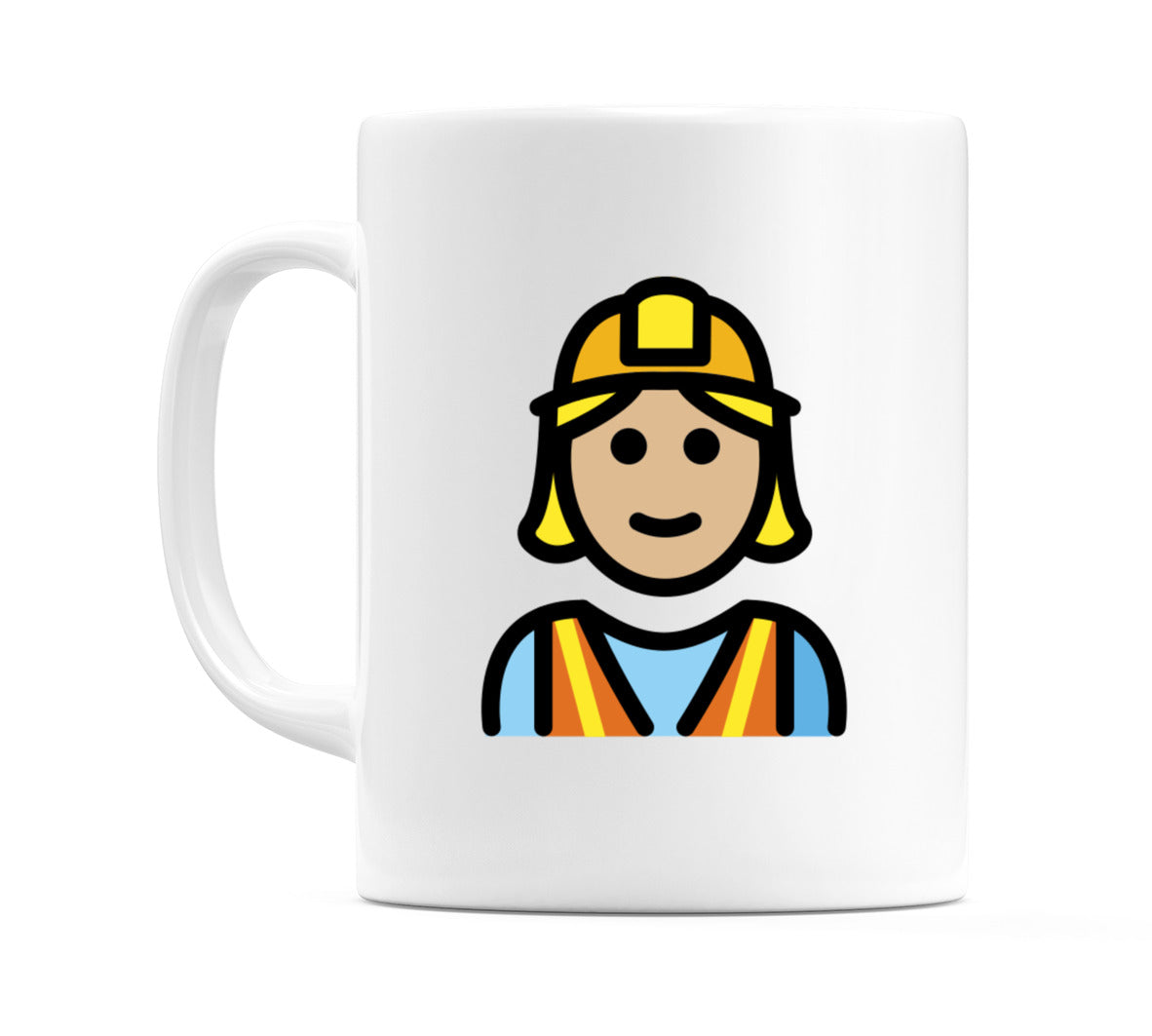 Female Construction Worker: Medium-Light Skin Tone Emoji Mug