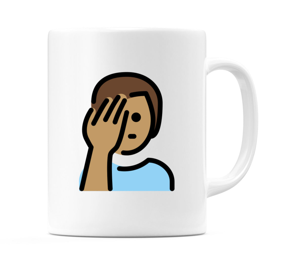 Male Facepalming: Medium Skin Tone Emoji Mug