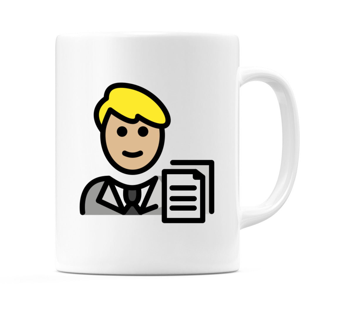 Male Office Worker: Medium-Light Skin Tone Emoji Mug