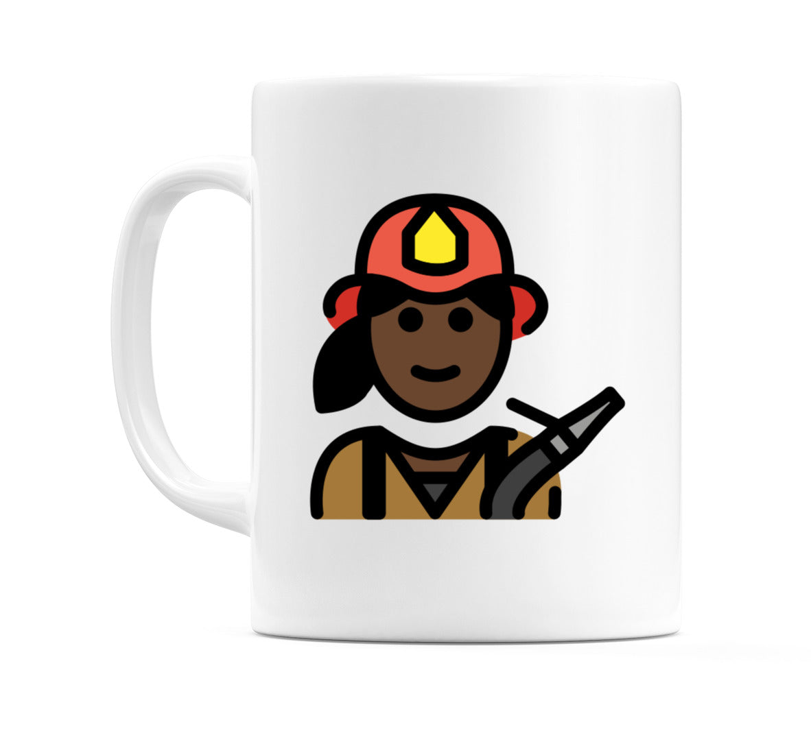 Female Firefighter: Dark Skin Tone Emoji Mug