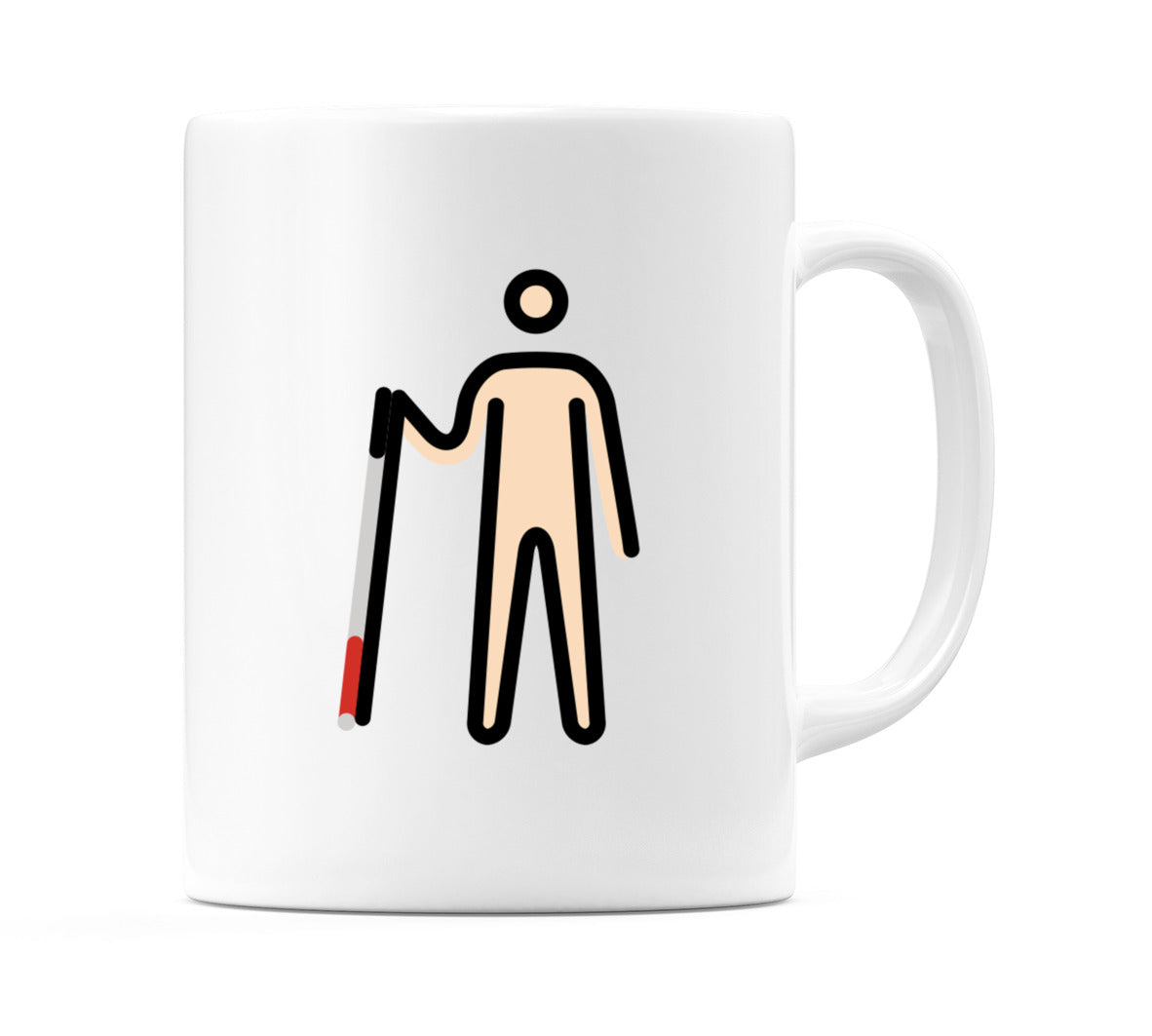 Male With Probing Cane: Light Skin Tone Emoji Mug