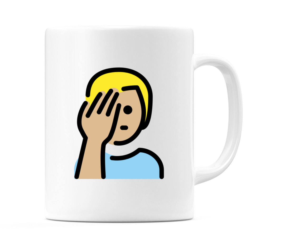 Male Facepalming: Medium-Light Skin Tone Emoji Mug