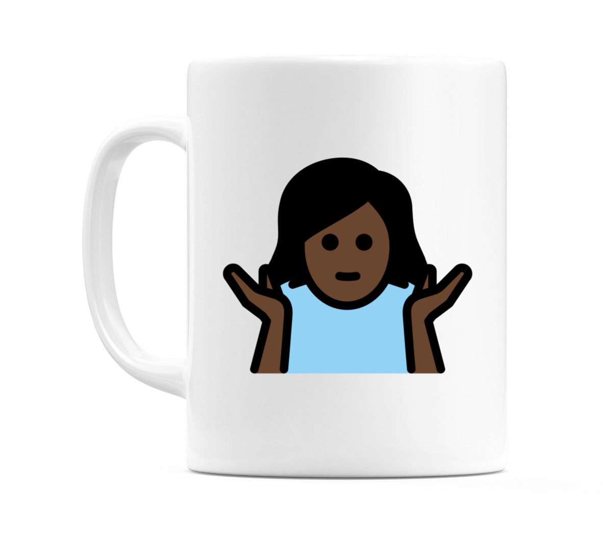 Female Shrugging: Dark Skin Tone Emoji Mug