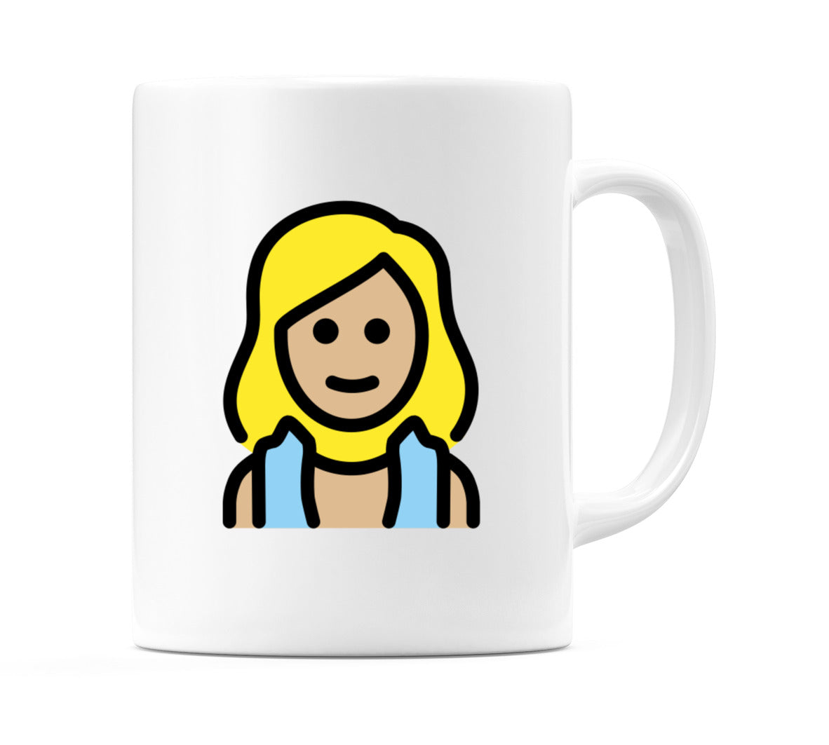 Female In Steamy Room: Medium-Light Skin Tone Emoji Mug