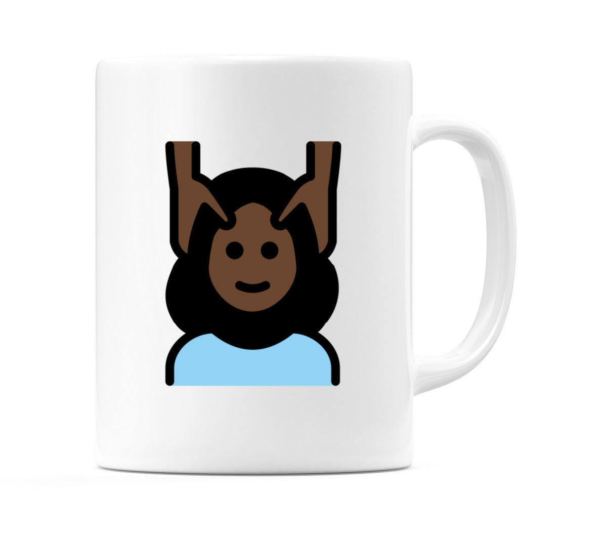 Female Getting Massage: Dark Skin Tone Emoji Mug