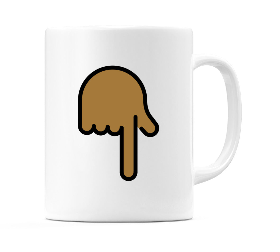 Backhand Index Pointing Down: Medium-Dark Skin Tone Emoji Mug