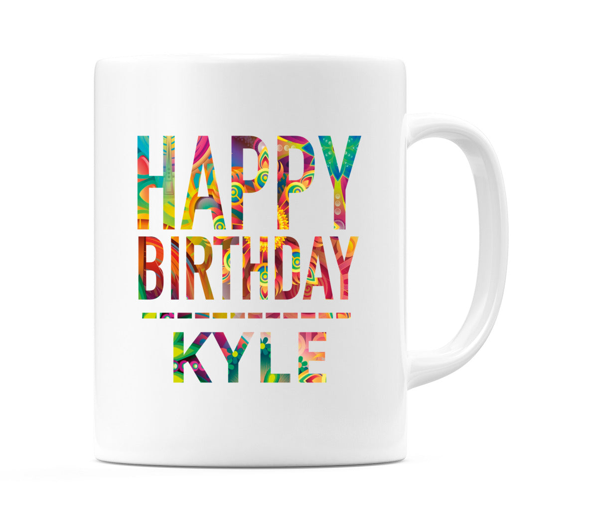 Happy Birthday Kyle (Tie Dye Effect) Mug Cup by WeDoMugs