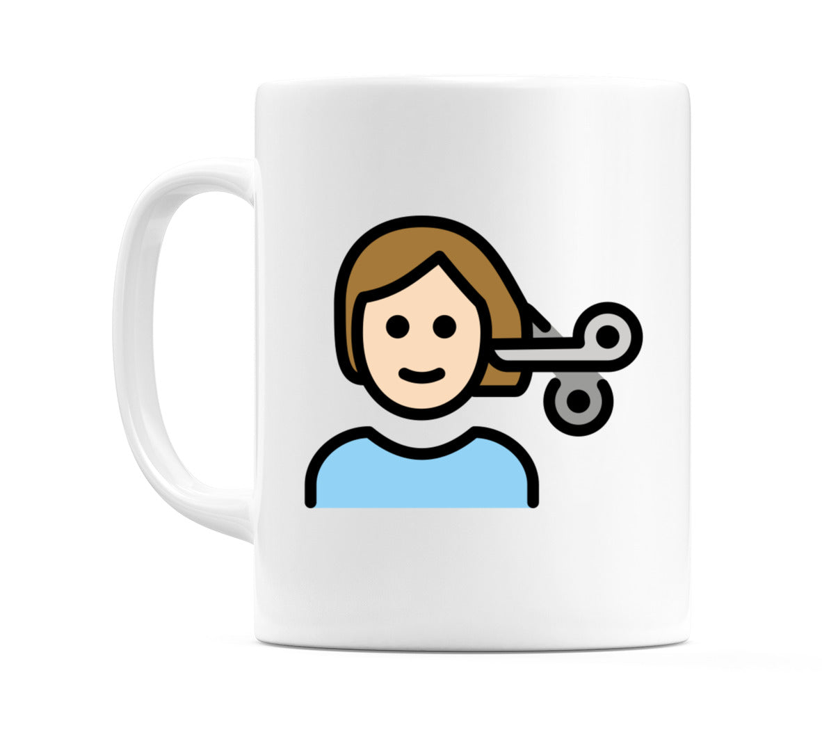 Person Getting Haircut: Light Skin Tone Emoji Mug