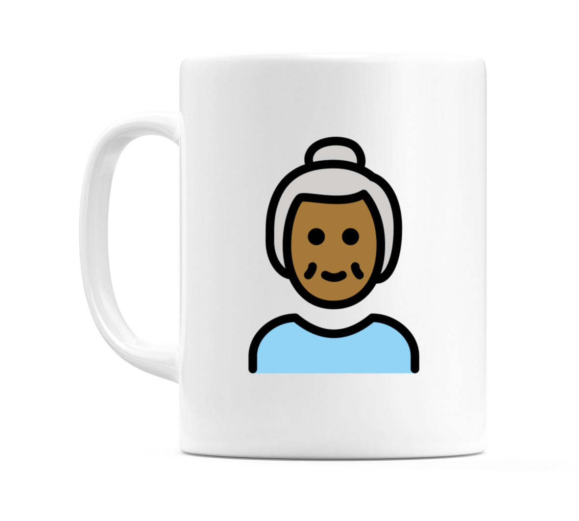 Old Female: Medium-Dark Skin Tone Emoji Mug