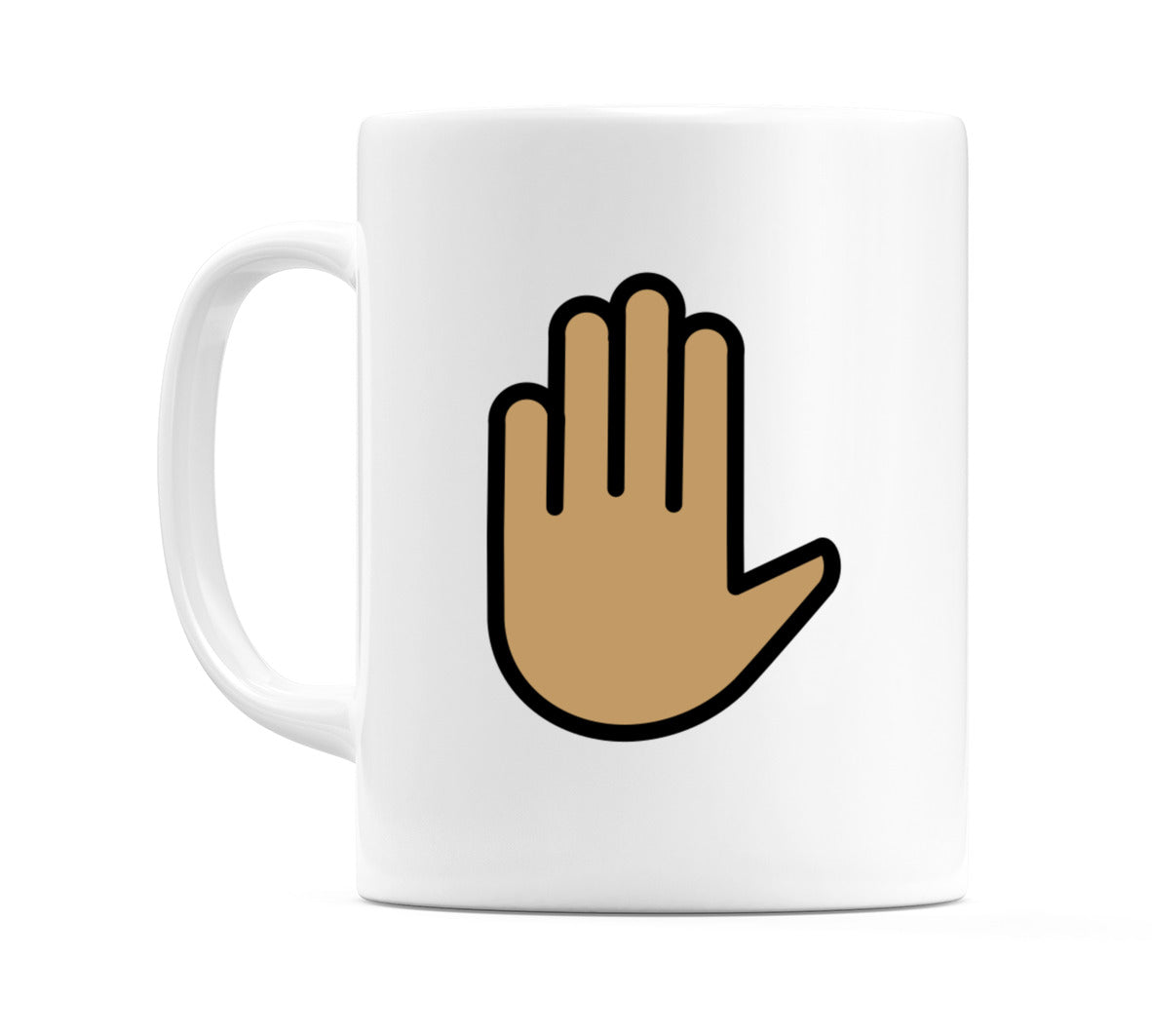 Raised Hand: Medium Skin Tone Emoji Mug