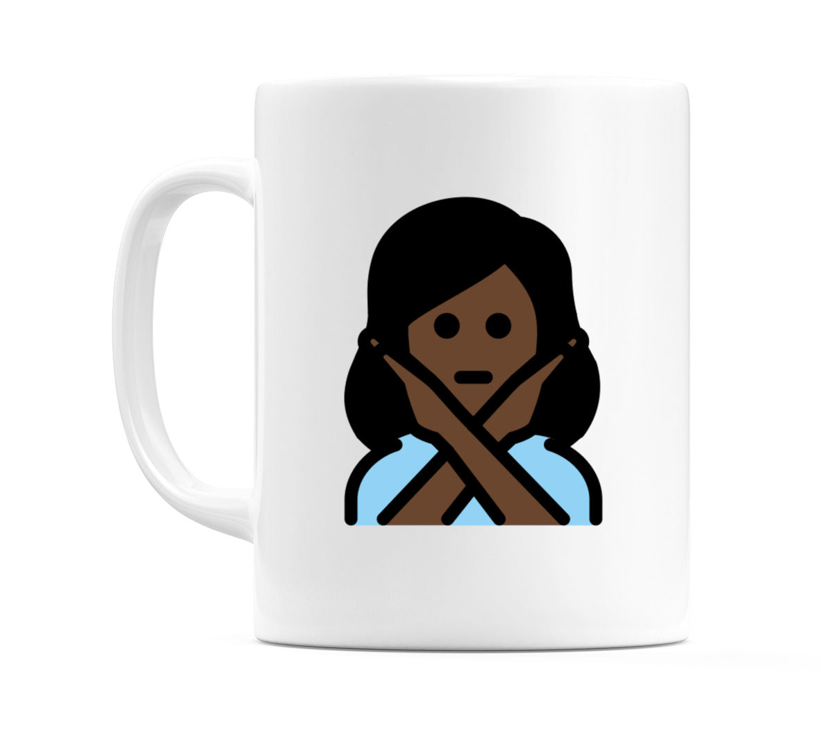 Female Gesturing No: Dark Skin Tone Emoji Mug