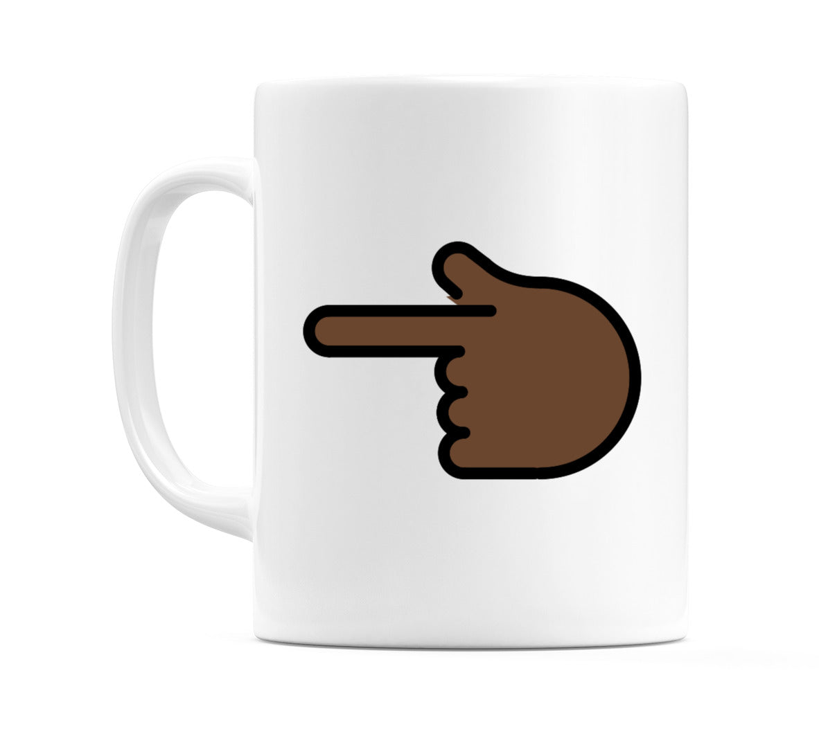 Backhand Index Pointing Left: Dark Skin Tone Emoji Mug