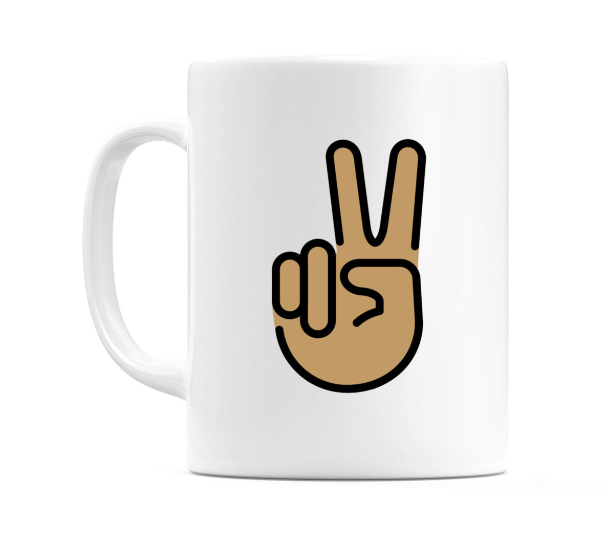 Victory Hand: Medium Skin Tone Emoji Mug