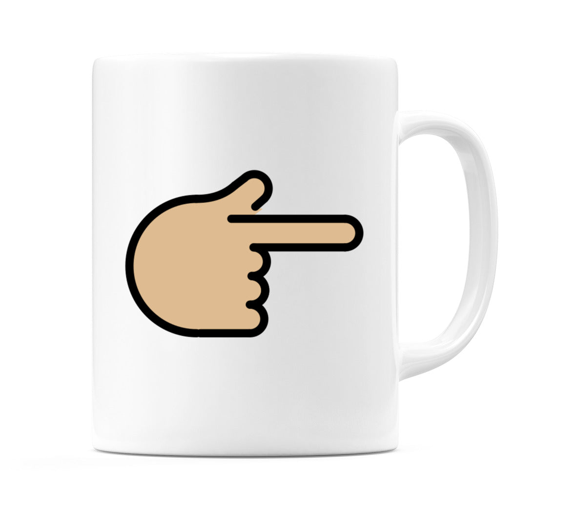 Backhand Index Pointing Right: Medium-Light Skin Tone Emoji Mug