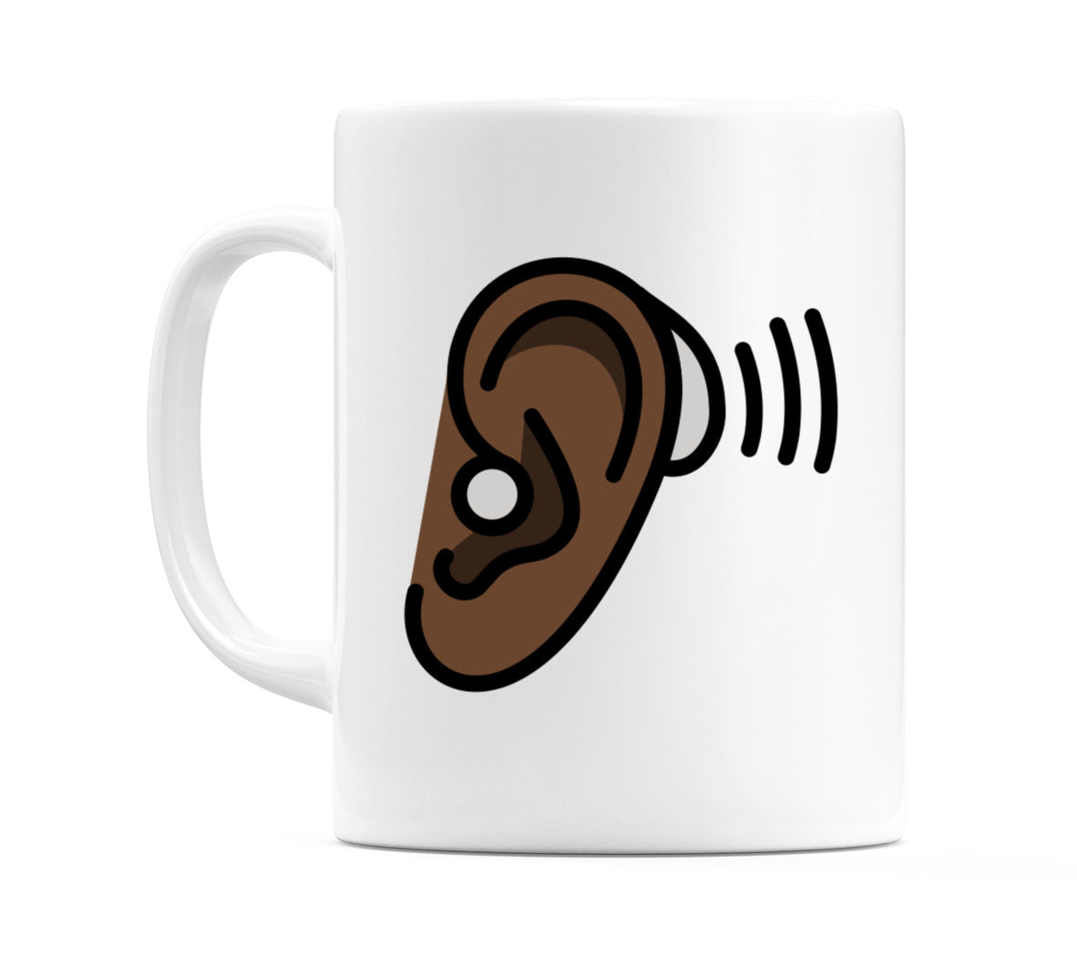 Ear With Hearing Aid: Dark Skin Tone Emoji Mug