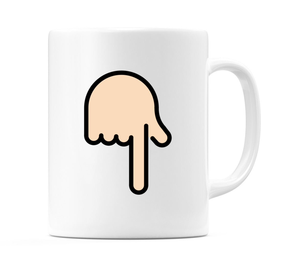 Backhand Index Pointing Down: Light Skin Tone Emoji Mug