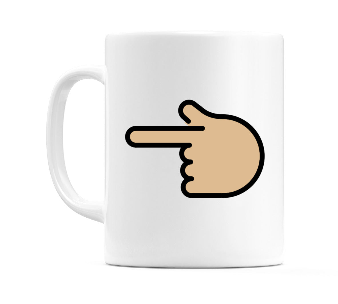 Backhand Index Pointing Left: Medium-Light Skin Tone Emoji Mug
