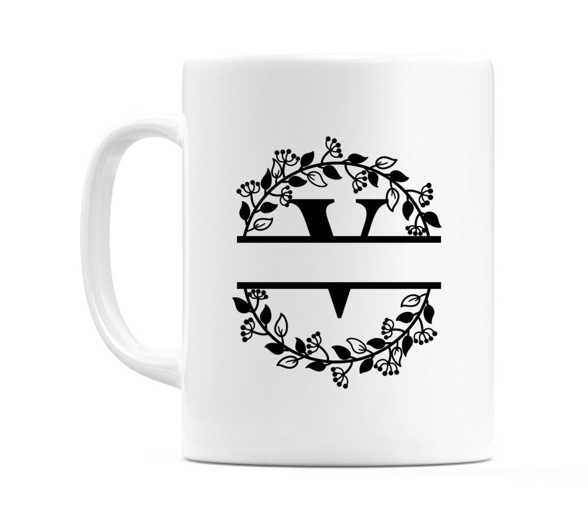 Letter V Split Monogram Mug