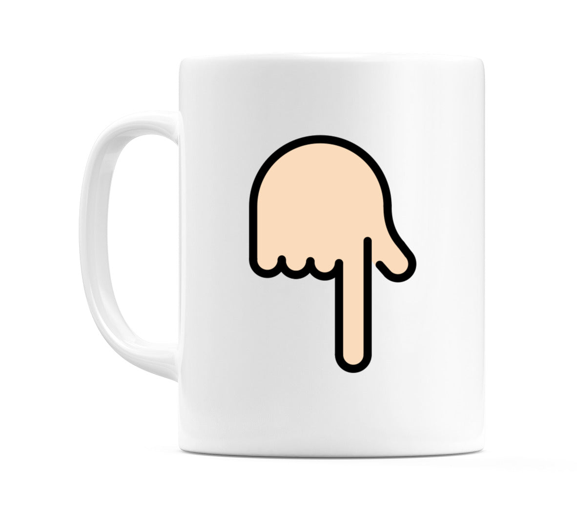Backhand Index Pointing Down: Light Skin Tone Emoji Mug