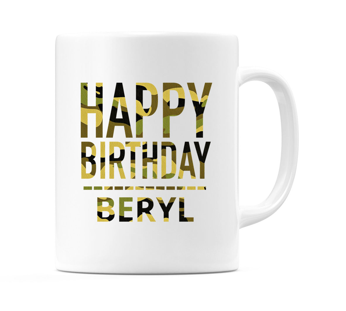 Happy Birthday Beryl (Camo) Mug Cup by WeDoMugs