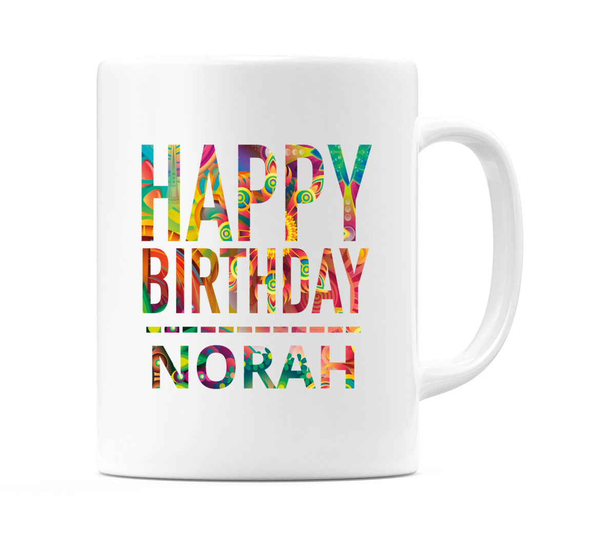 Happy Birthday Norah (Tie Dye Effect) Mug Cup by WeDoMugs