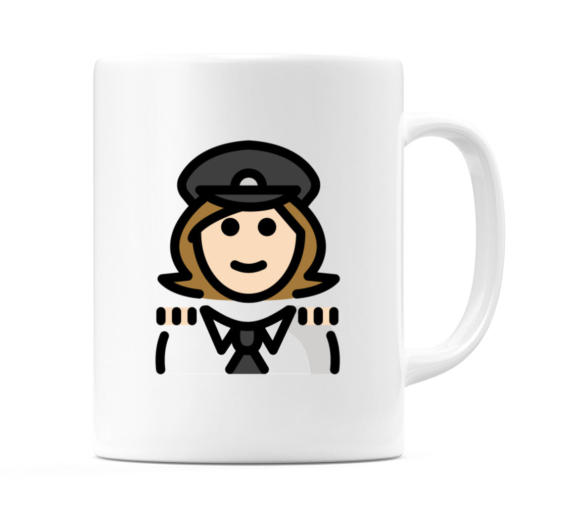 Female Pilot: Light Skin Tone Emoji Mug