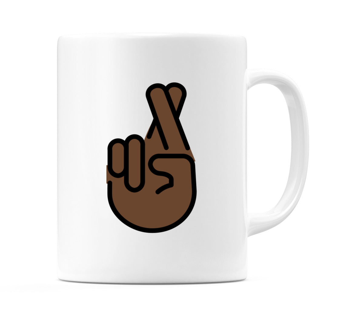 Crossed Fingers: Dark Skin Tone Emoji Mug