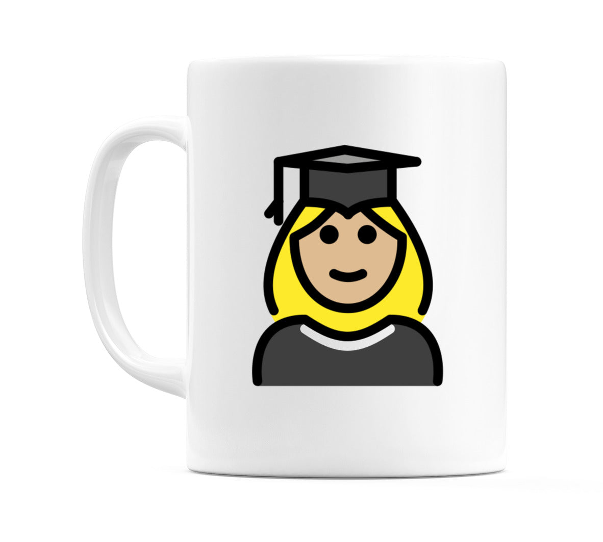 Female Student: Medium-Light Skin Tone Emoji Mug