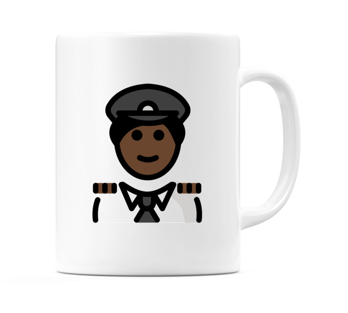 Male Pilot: Dark Skin Tone Emoji Mug