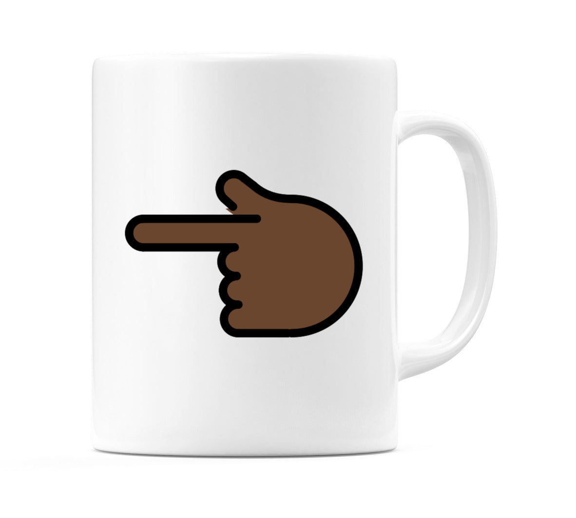 Backhand Index Pointing Left: Dark Skin Tone Emoji Mug