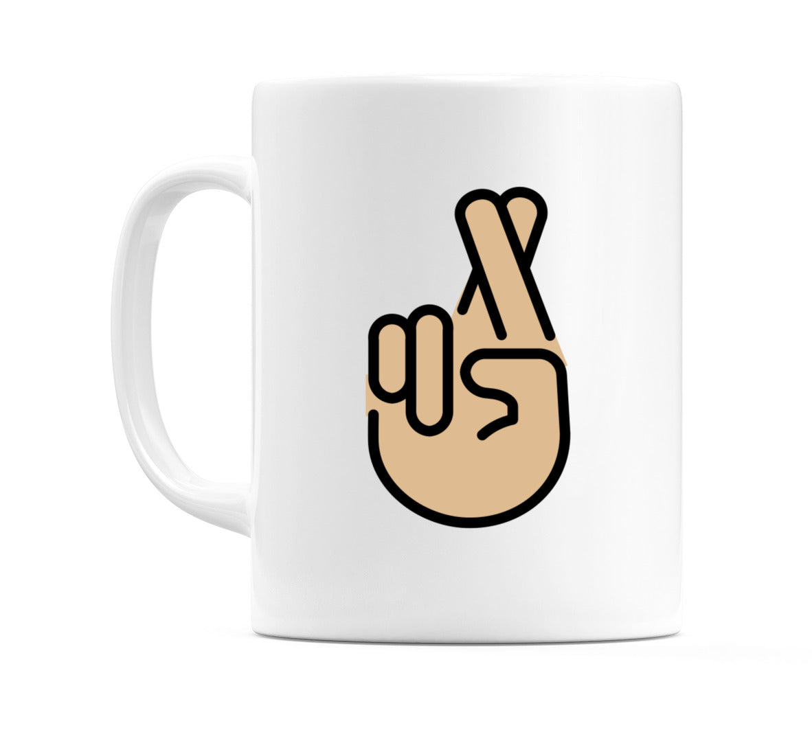 Crossed Fingers: Medium-Light Skin Tone Emoji Mug