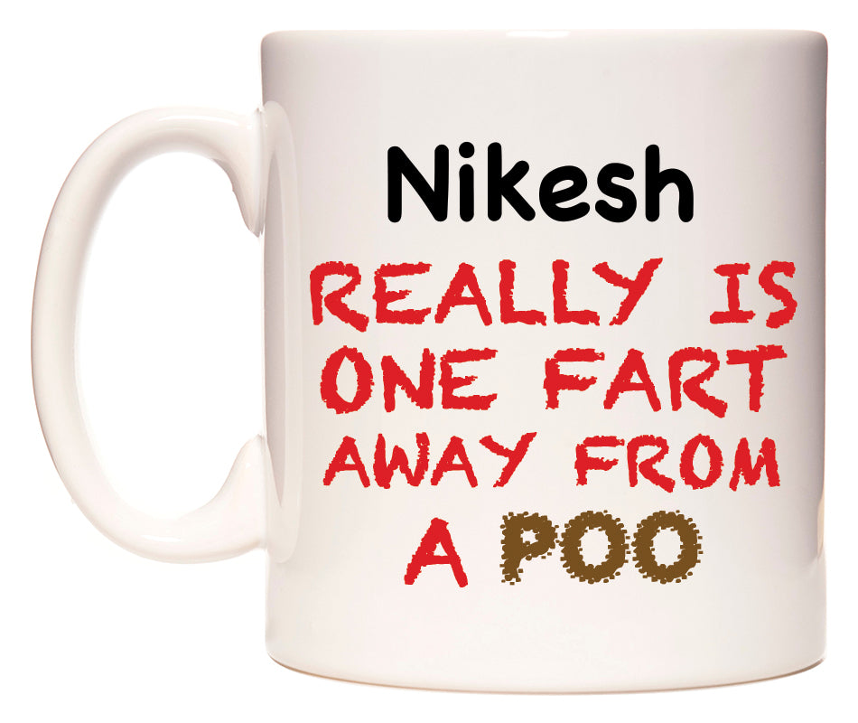 This mug features Nikesh Really is ONE Fart Away from A Poo