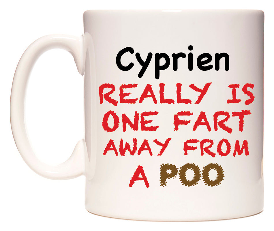 This mug features Cyprien Really is ONE Fart Away from A Poo
