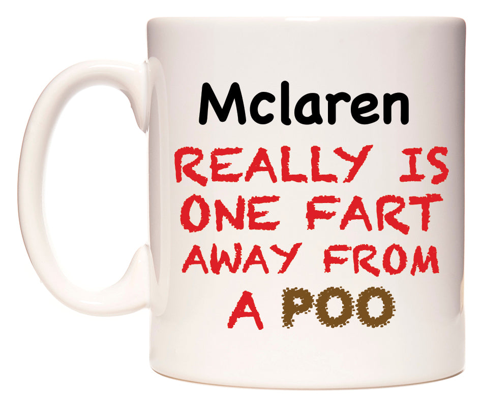 This mug features Mclaren Really is ONE Fart Away from A Poo