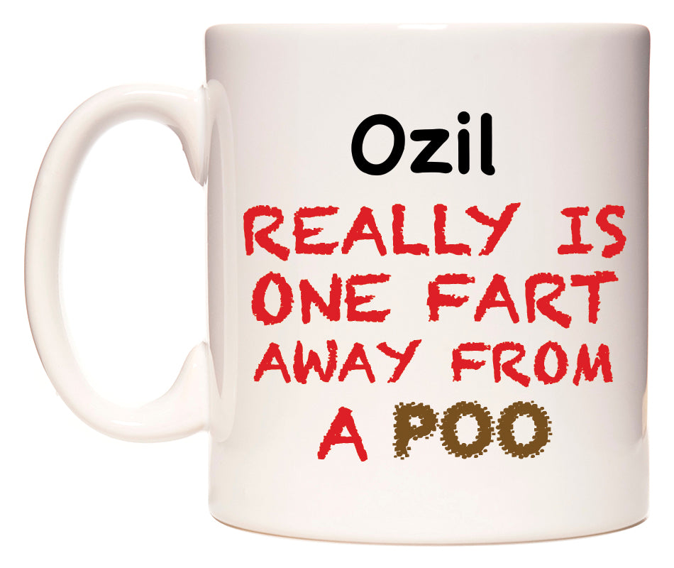 This mug features Ozil Really is ONE Fart Away from A Poo