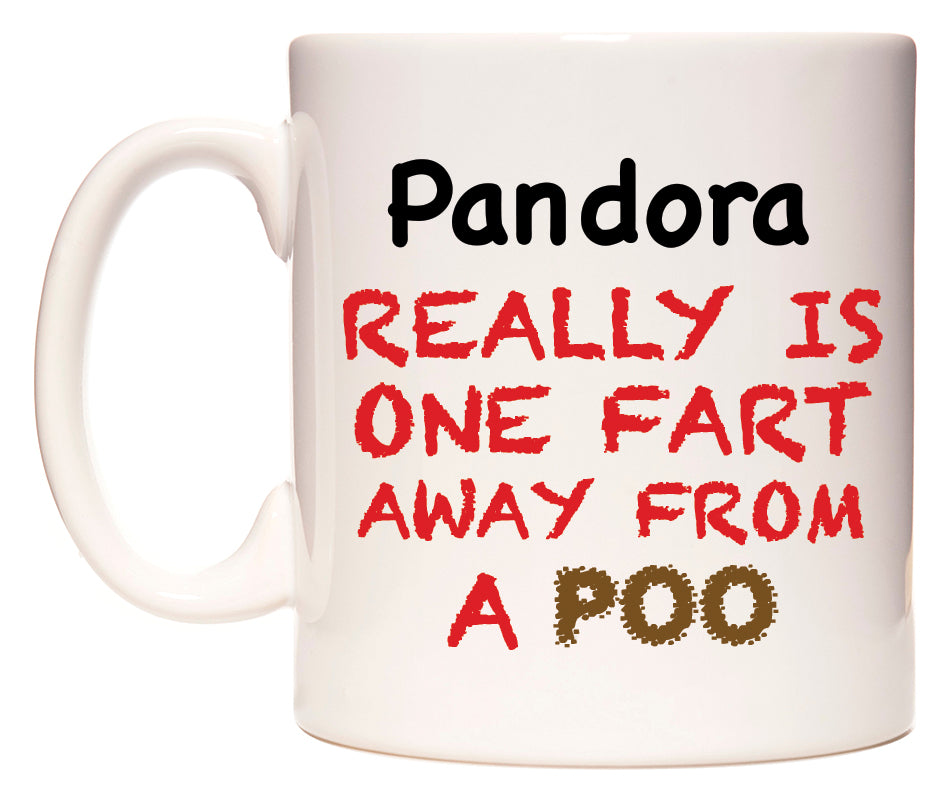 This mug features Pandora Really is ONE Fart Away from A Poo