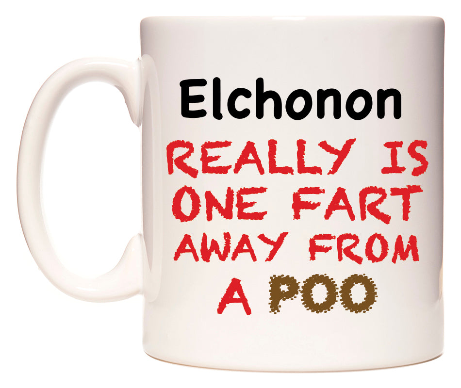 This mug features Elchonon Really is ONE Fart Away from A Poo