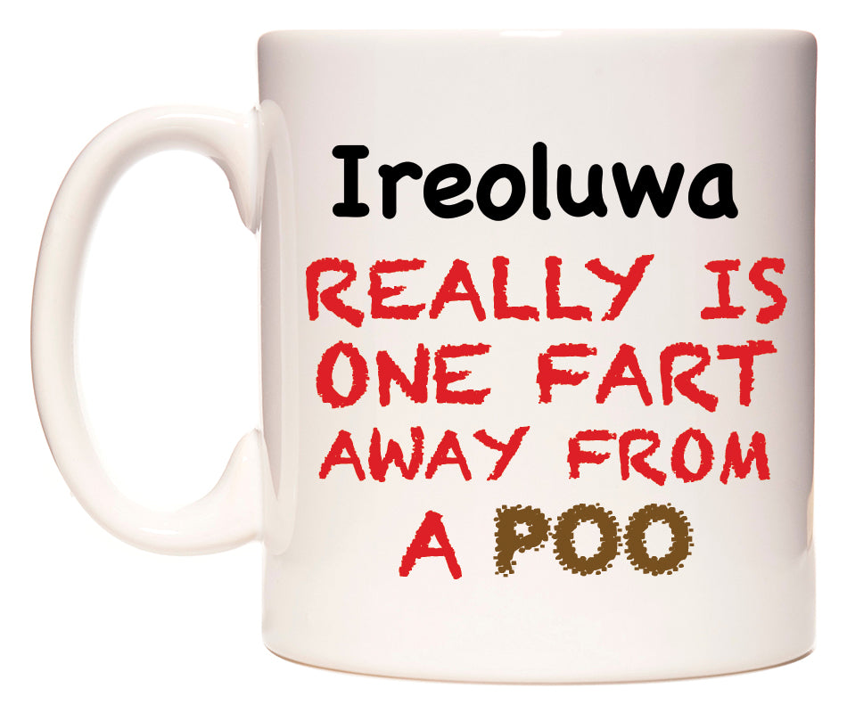 This mug features Ireoluwa Really is ONE Fart Away from A Poo