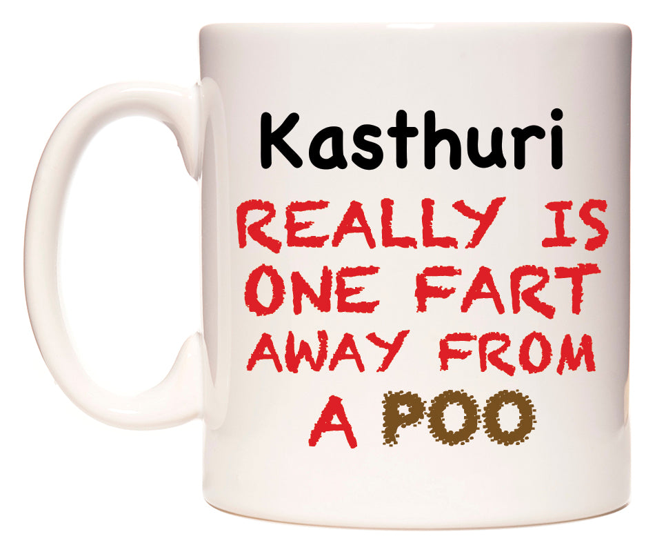 This mug features Kasthuri Really is ONE Fart Away from A Poo