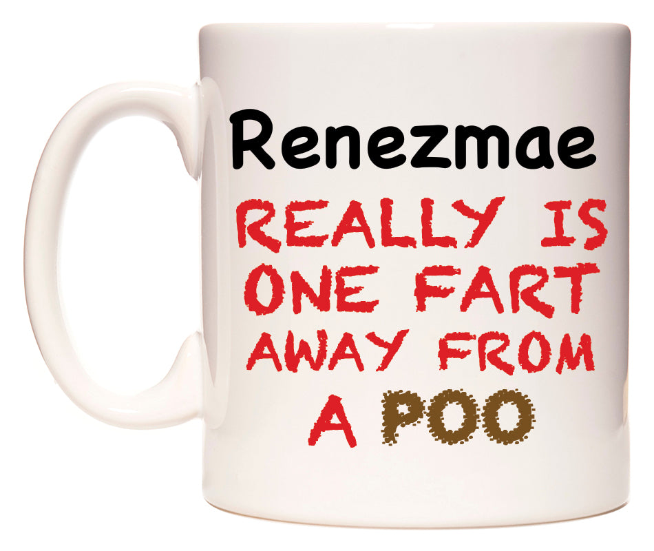 This mug features Renezmae Really is ONE Fart Away from A Poo