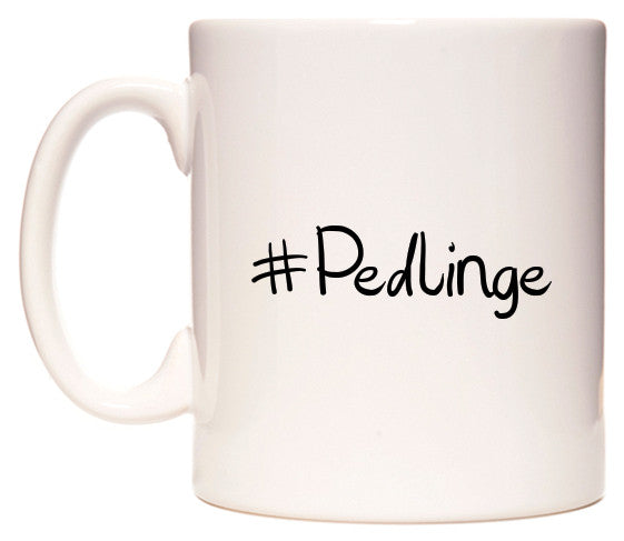 This mug features #Pedlinge