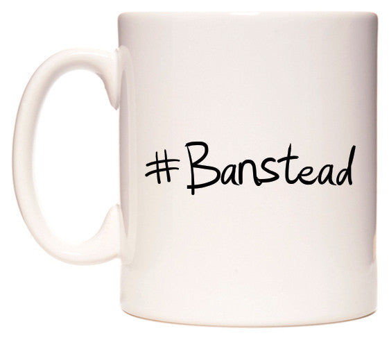 This mug features #Banstead