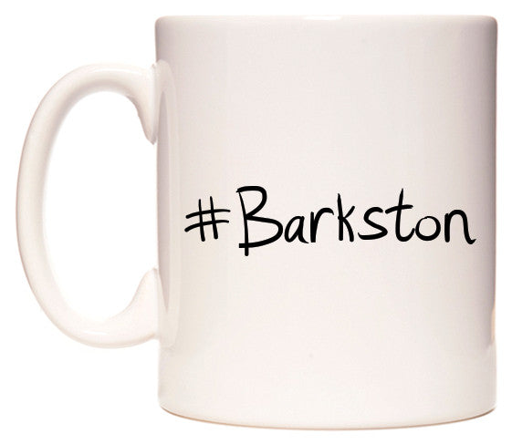 This mug features #Barkston
