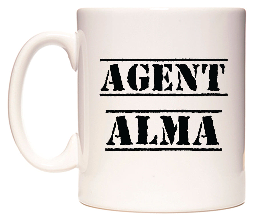 This mug features Agent Alma