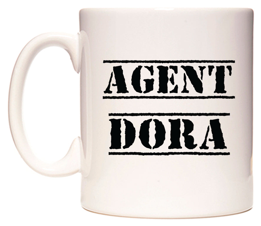 This mug features Agent Dora