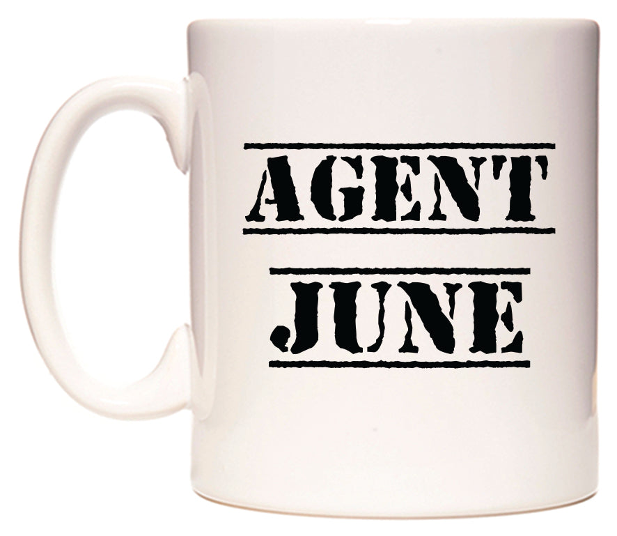 This mug features Agent June