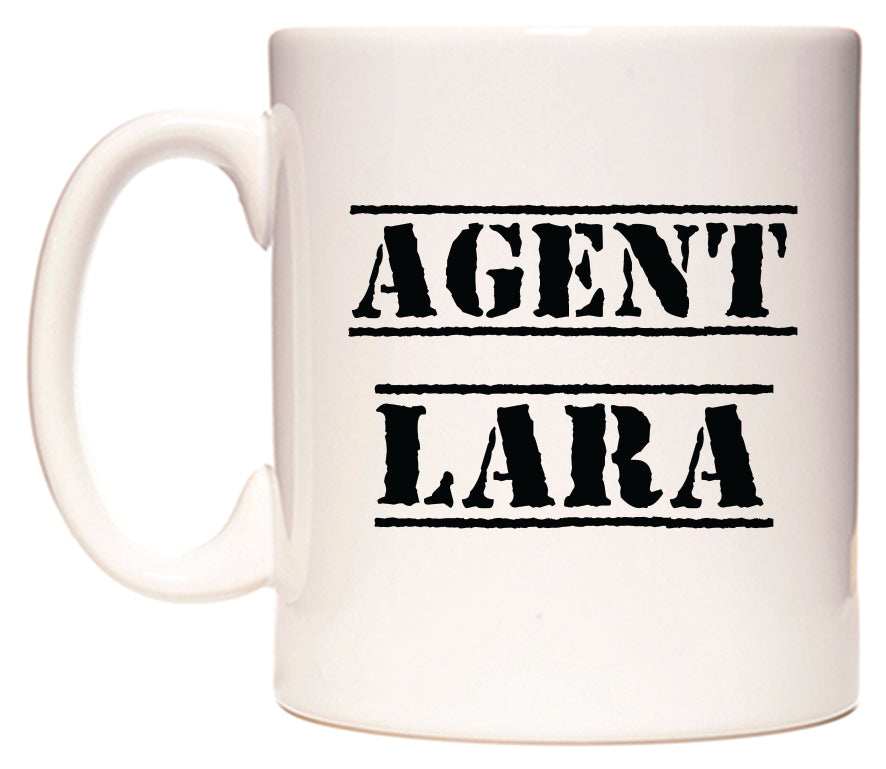 This mug features Agent Lara