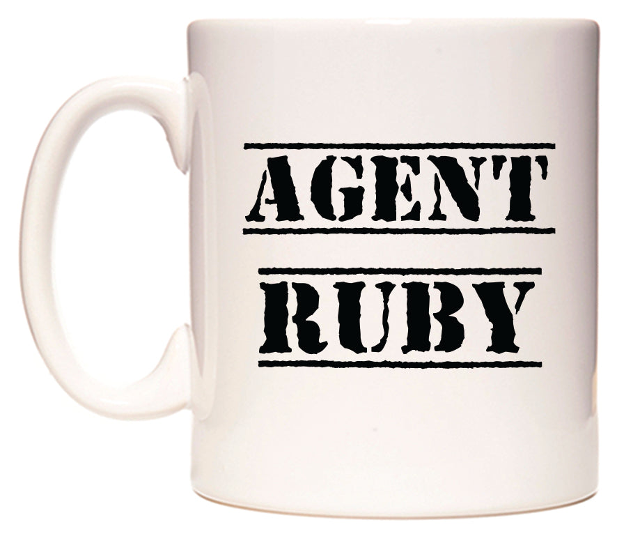 This mug features Agent Ruby