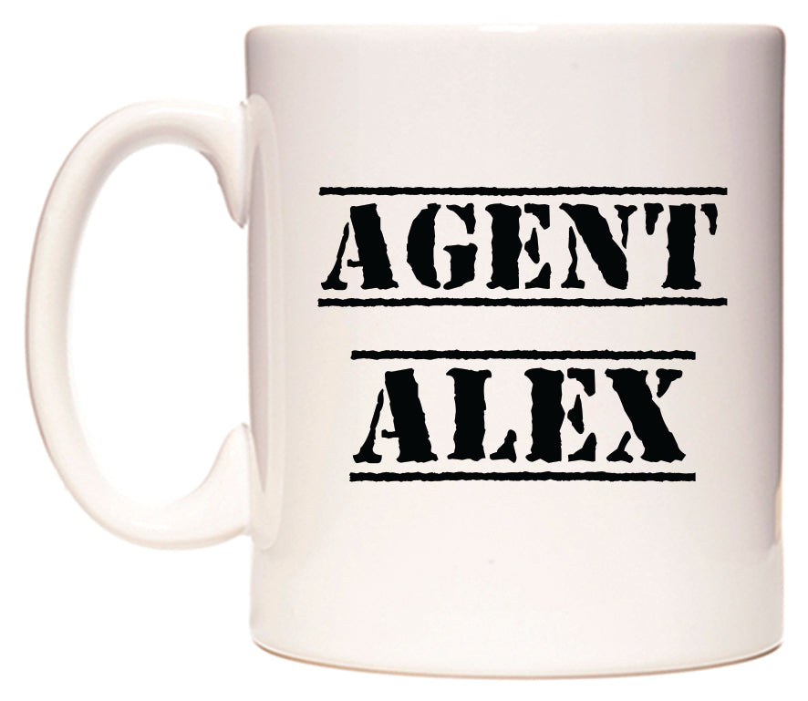 This mug features Agent Alex