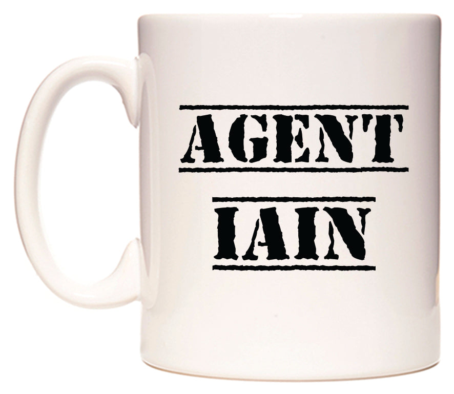 This mug features Agent Iain